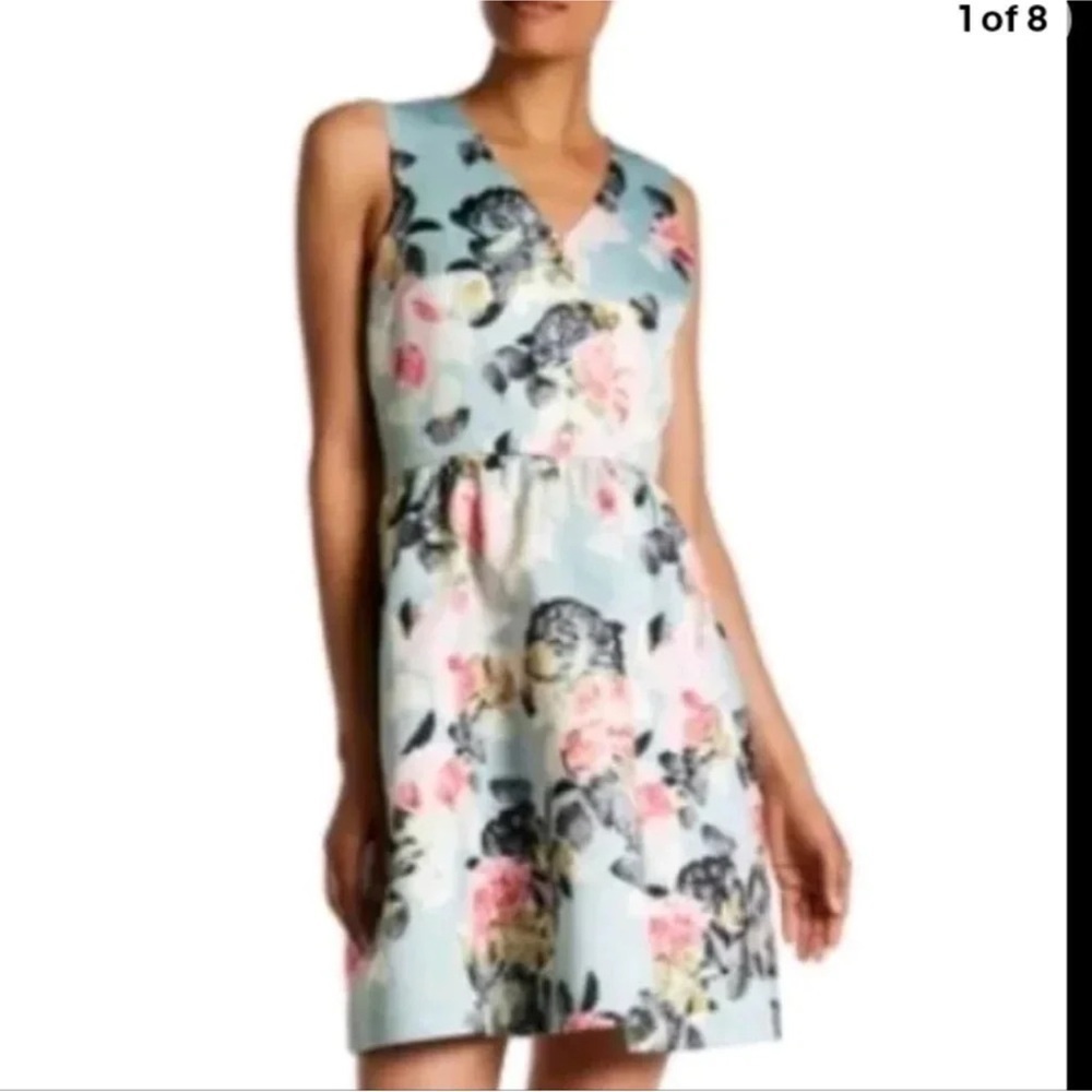 CeCe floral print fit n flair drsss size 10
